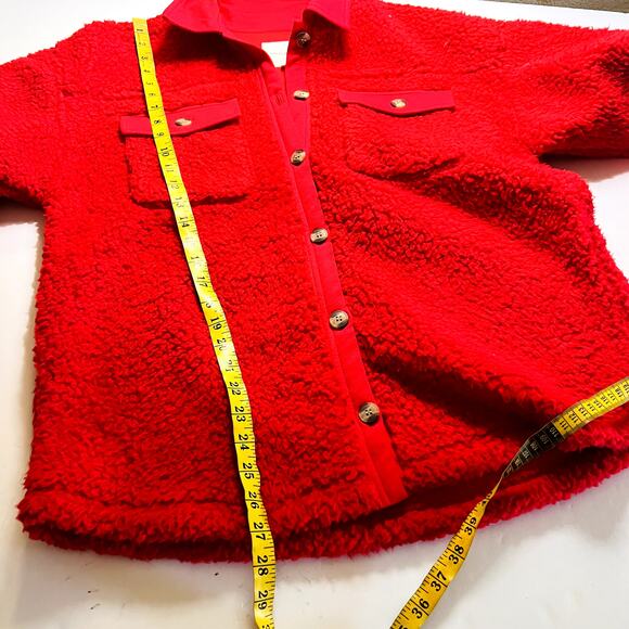 Thread & Supply Wubby Button Up Shacket Jacket Size M Medium Red - Picture 8 of 9